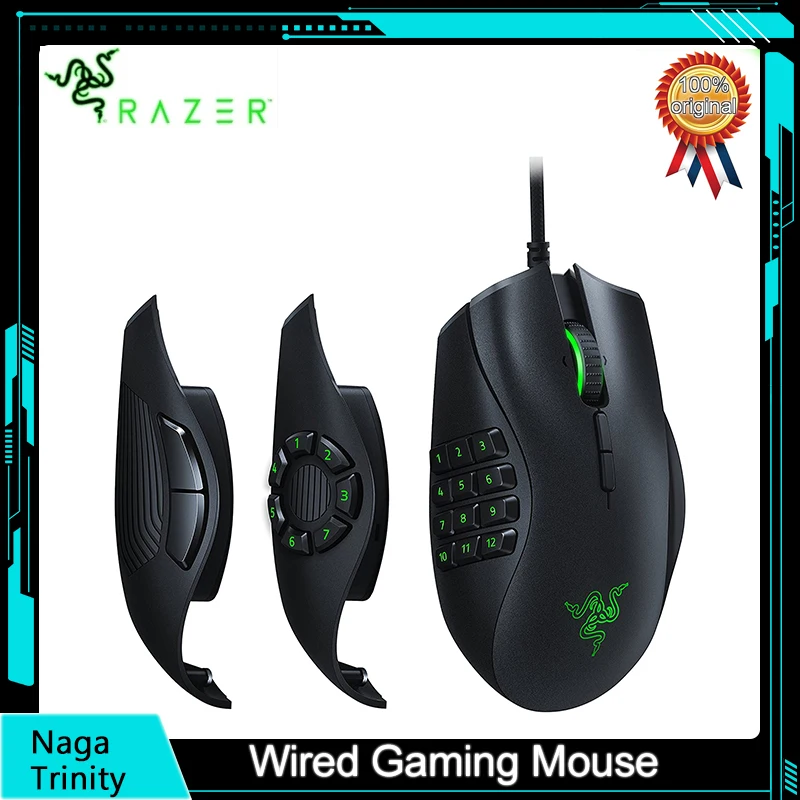 

New Original Razer Naga Trinity Gaming Mouse 16K DPI Optical Sensor Chroma Interchangeable Side Plate w/ 2 7 12 Button Gamer