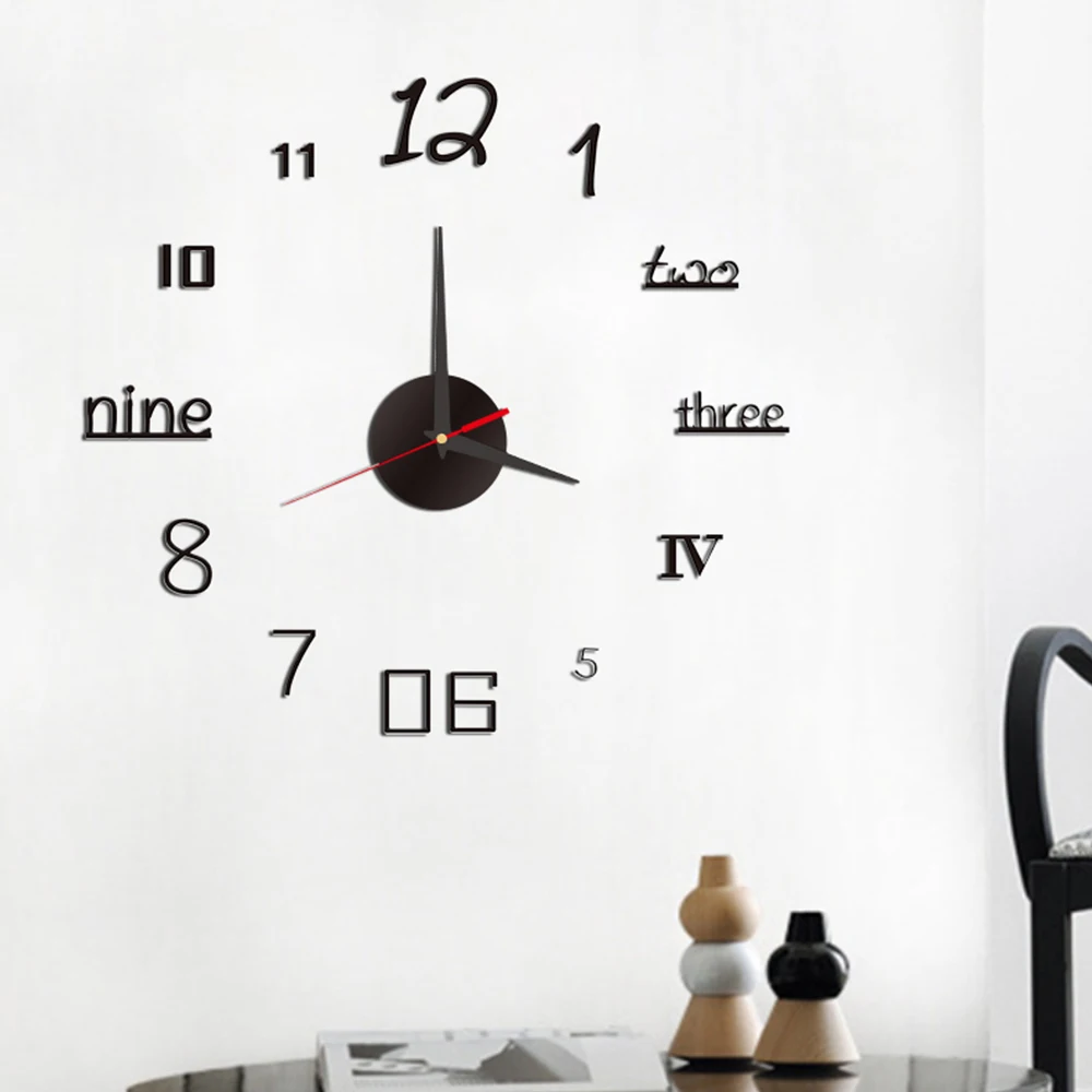 

3D Acrylic Wall Sticker Clock DIY fashion Wall Stickers Mute Silent Clock for Home Living Room Office Wall Decor Bedroom Decor