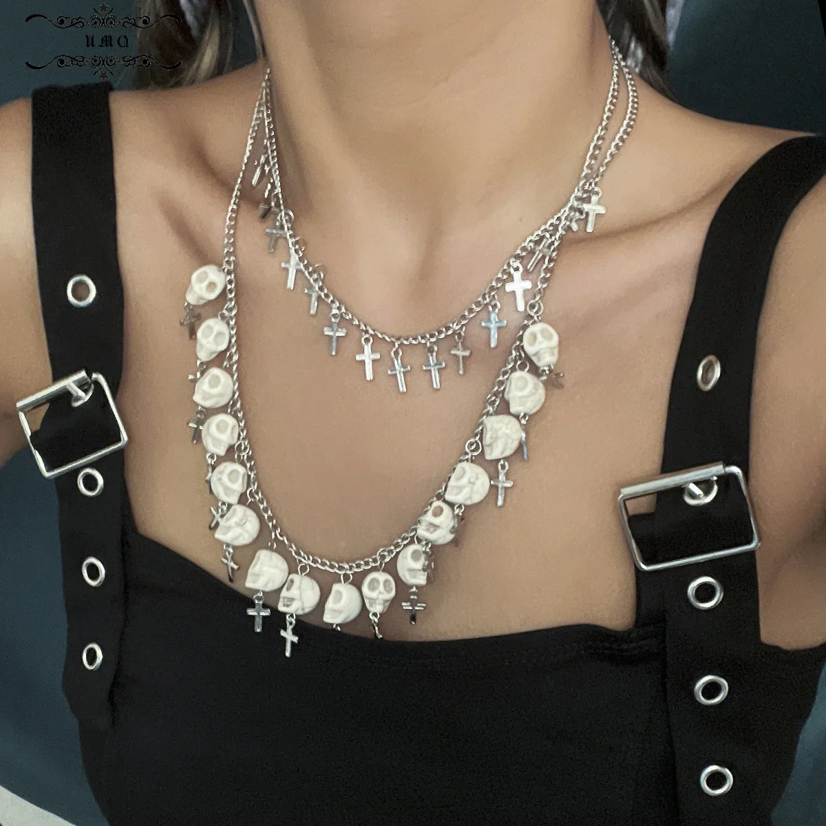 

Женское Ожерелье с черепом в готическом стиле