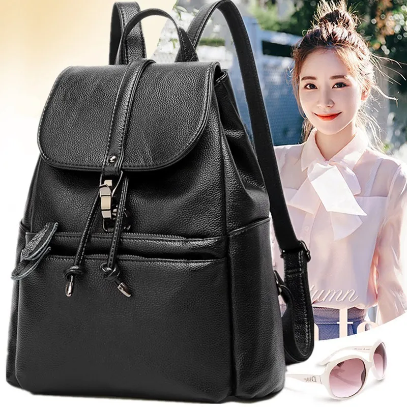 

Women Large Capacity Backpack Purses High Quality Leather Female Vintage Bag School Bags Travel Bagpack Ladies Bookbag Rucksack