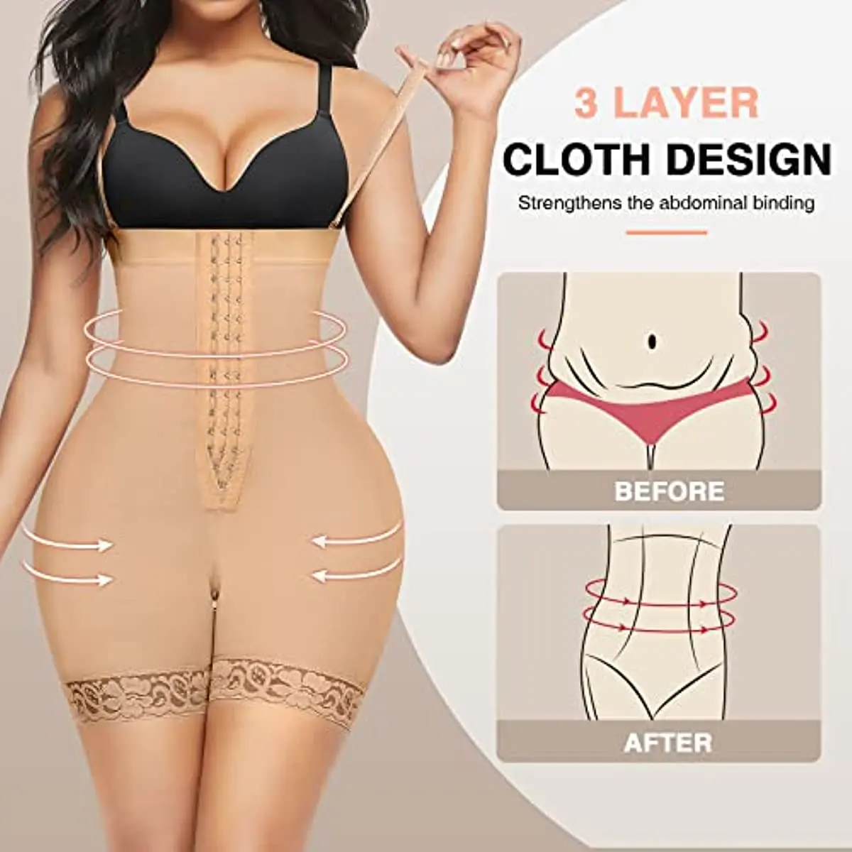 Waist Trainer Bodysuit Shapewear for Women Tummy Control Fajas Post Surgery Compression Body Shaper with Open Crotch