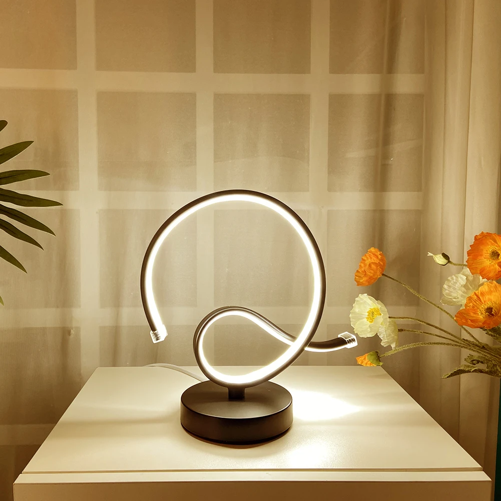 

Modern Minimalist Table Lamp LED Spiral Lamp Acryl Desk Lamp USB Bedroom Night Light Living Room Home Lighting EU UK Plug