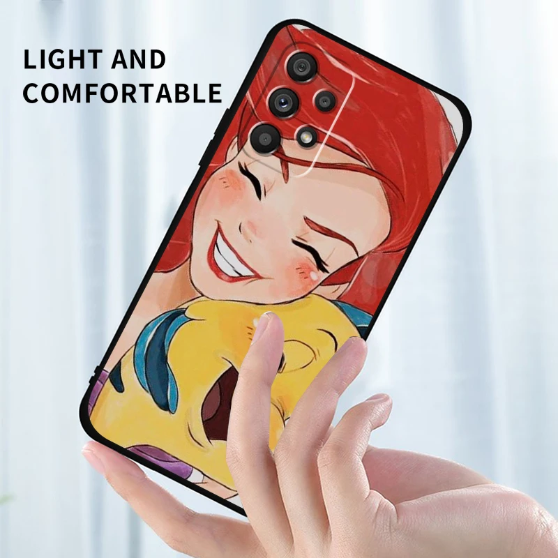 Чехол с маленькой русалочкой для Samsung A53 A52 A33 A32 A51 A71 A21S A13 A73 A55 A22 A23 A35 A72 A54 A12