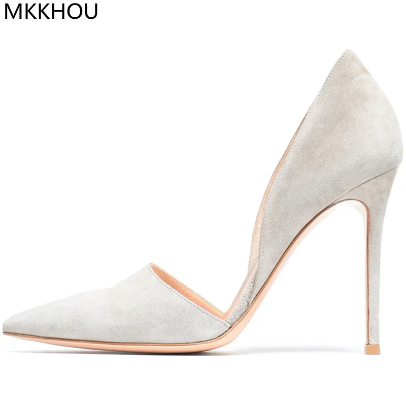 MKKHOU Fashion Pumps New Suede Pointed Hollow Shallow Mouth Thin Heel High Heels Commuter All-match Women Shoes