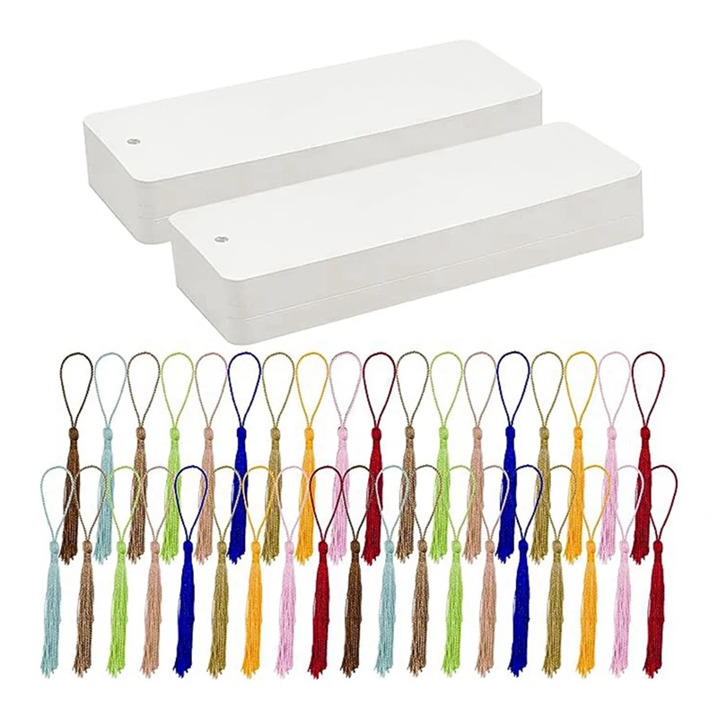

Set Of 100 Blank Bookmarks Material Pack Handmade Paper Bookmarks With Colorful Tassels For DIY And Gift Tags