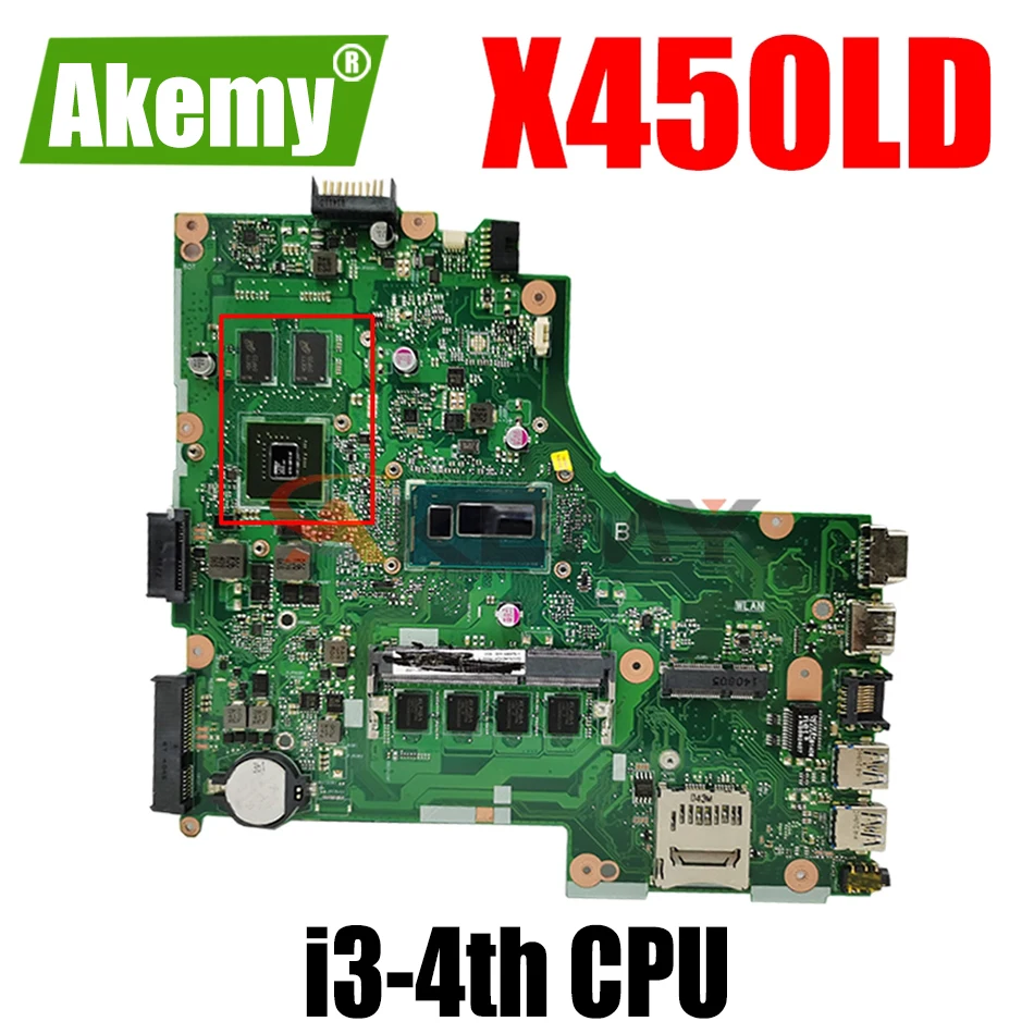 

AKEMY X450LC Laptop motherboard for ASUS X450LC X450LD X450LB X450L original mainboard 4GB-RAM I3-4th GT720M-2GB