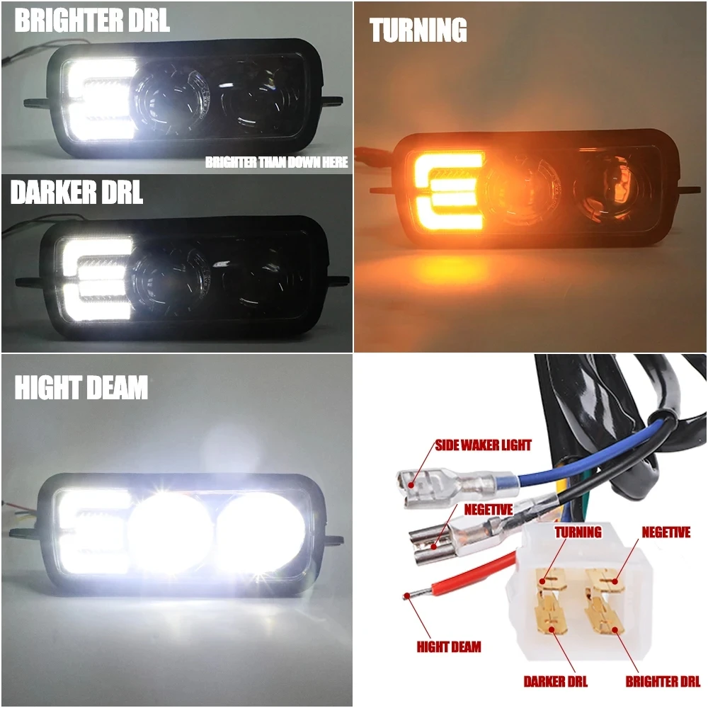 Фото Для Лада Нива 4х4 1995-2019 Дневные ходовые огни LED, поворотники, автомобильные аксессуары, передние противотуманные фары с DRL №5