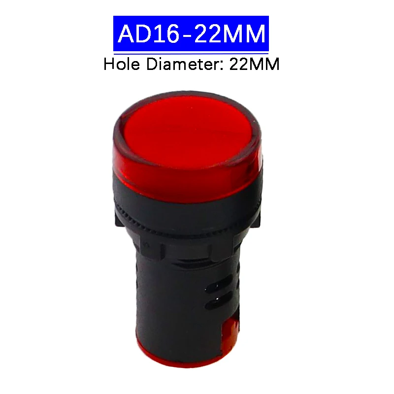 1 шт. светодиодный индикатор питания для монтажа на панели 12 В 24 В 110 В 220 В 380 В 22 мм контрольная сигнальная лампа AD16-22 красный синий белый зеленый желтый