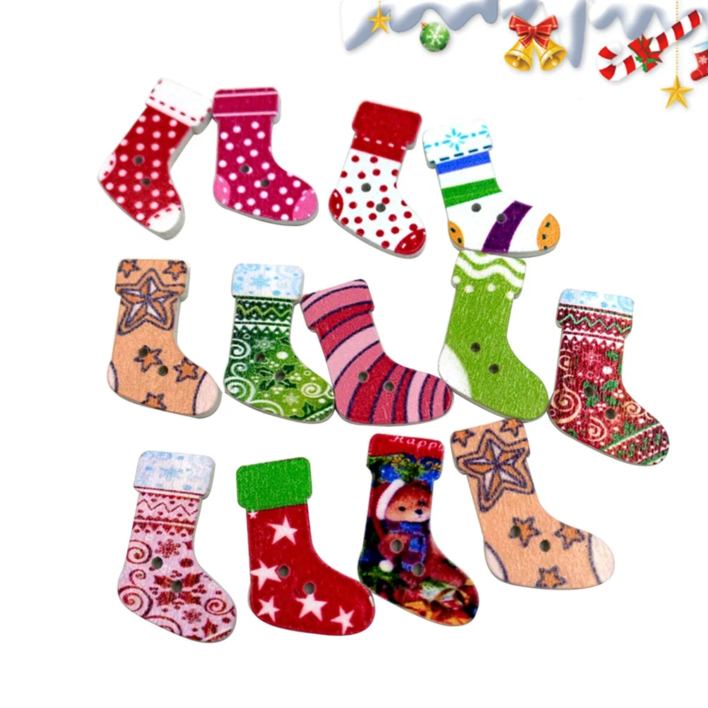 

Buttons Christmas Crafts Button Woodensewing Xmas Wood Diy Scrapbooking Embellishments Holiday Stocking Craft Holes Decorative