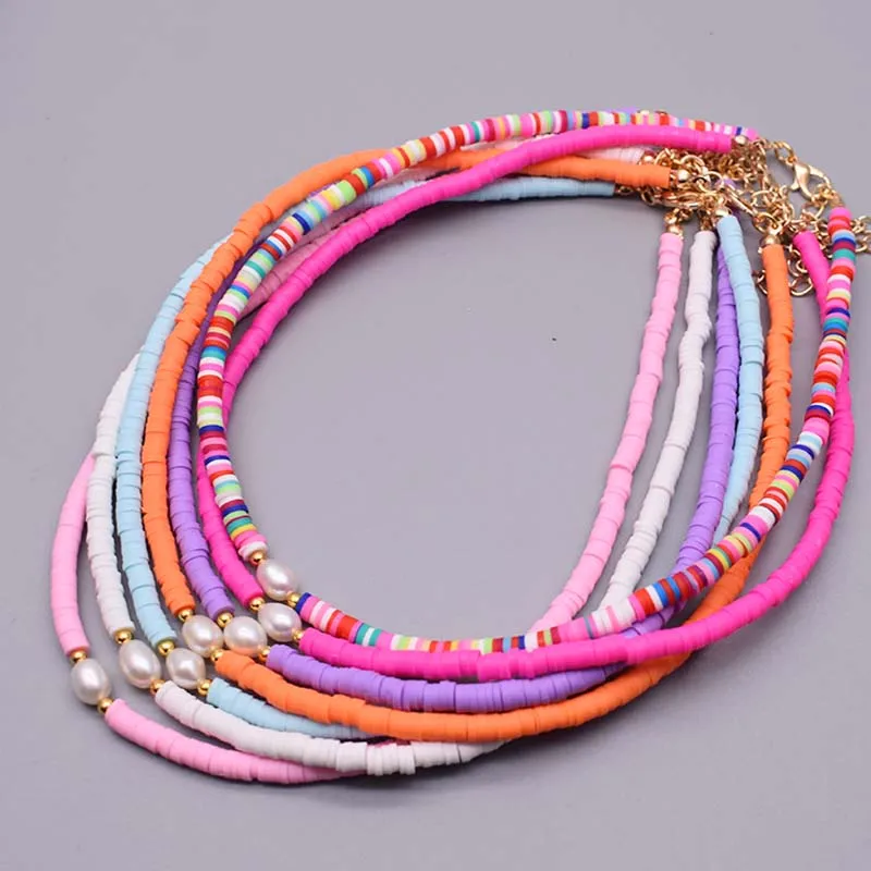 Ожерелье из натурального пресноводного жемчуга полимерной глины |