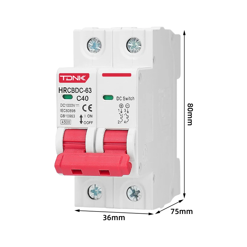 Солнечный мини-выключатель 2P DC 1000V с защитой от перегрузки 6A 10A 16A 20A 25A 32A 40A 50A 63A для фотоэлектрической фотоэлектрической системы (art.: 3920ccfffa9ec) - 3920ccfffa9ec