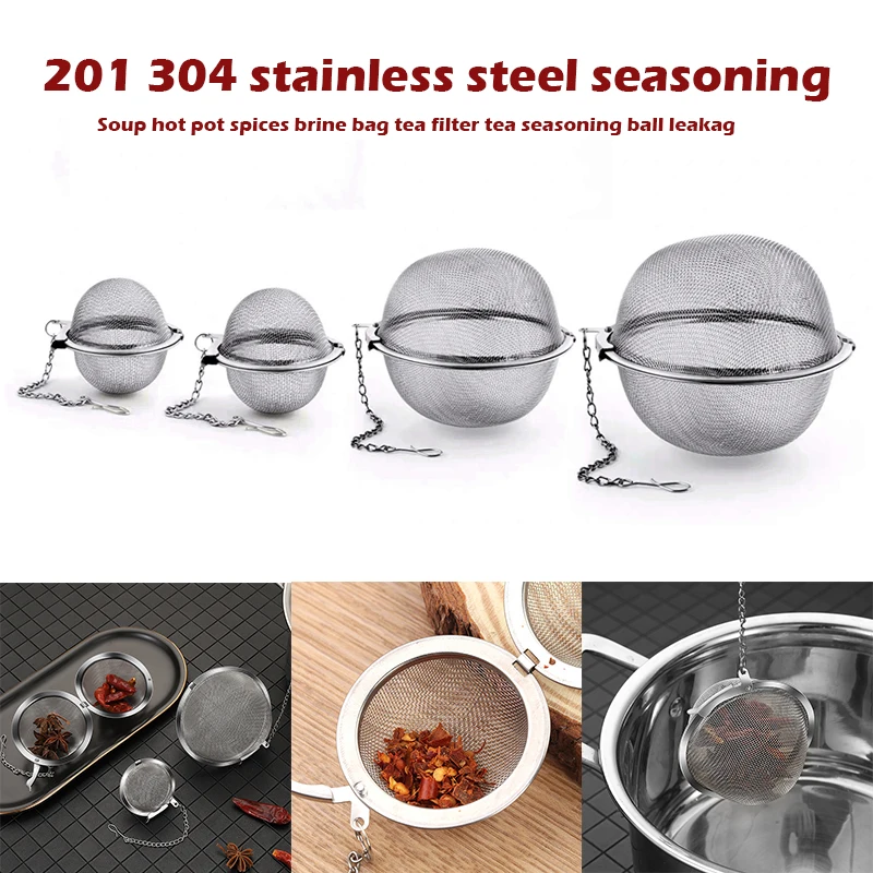

Stainless Steel Cooking Infuser Fine Mesh Tea Infuser Tea Strainer Filter With Extended Chain For Tea Seasoning Spices