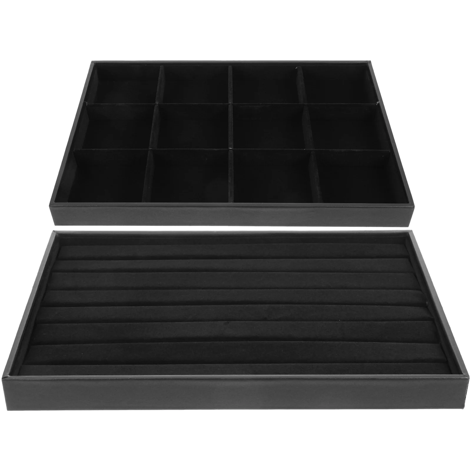 

2 Pcs Black Velvet Jewelry Tray Ring Organizer Display Earring Stands Holder Displays Selling