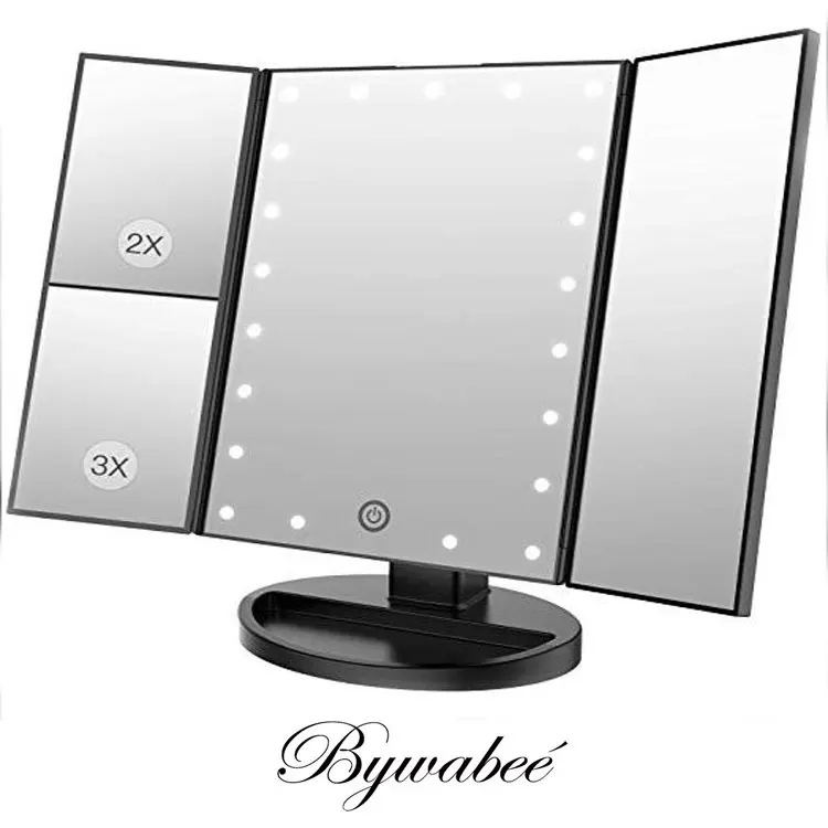 

Black Tri Fold Lighted Vanity Makeup Mirror w/ 22 LED Touch Screen