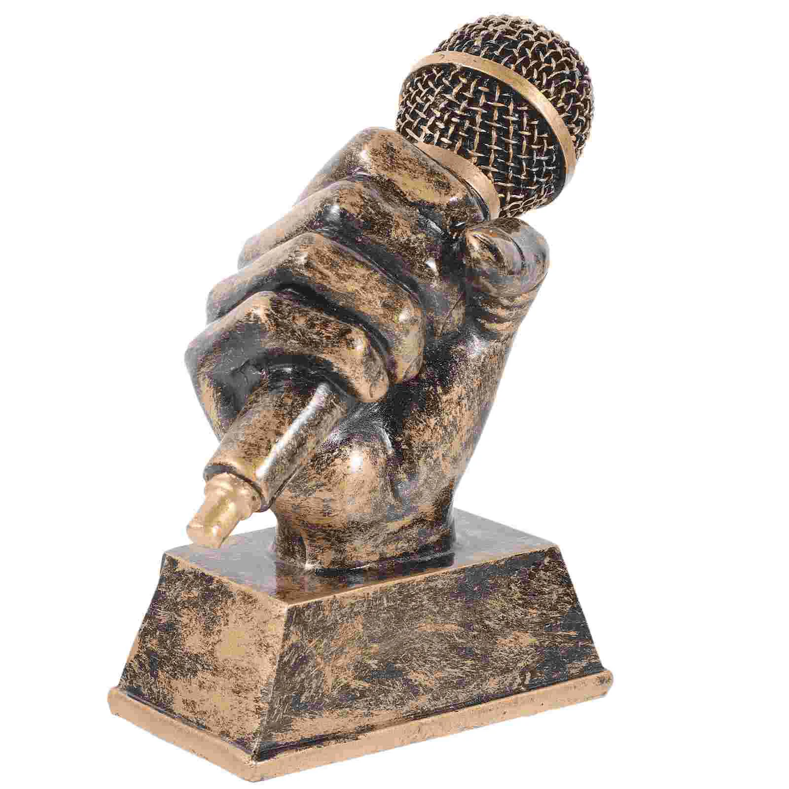

Music Trophy Singing Microphone Sculpture Awards Resin Participation Parties Cheer Mini Trophies