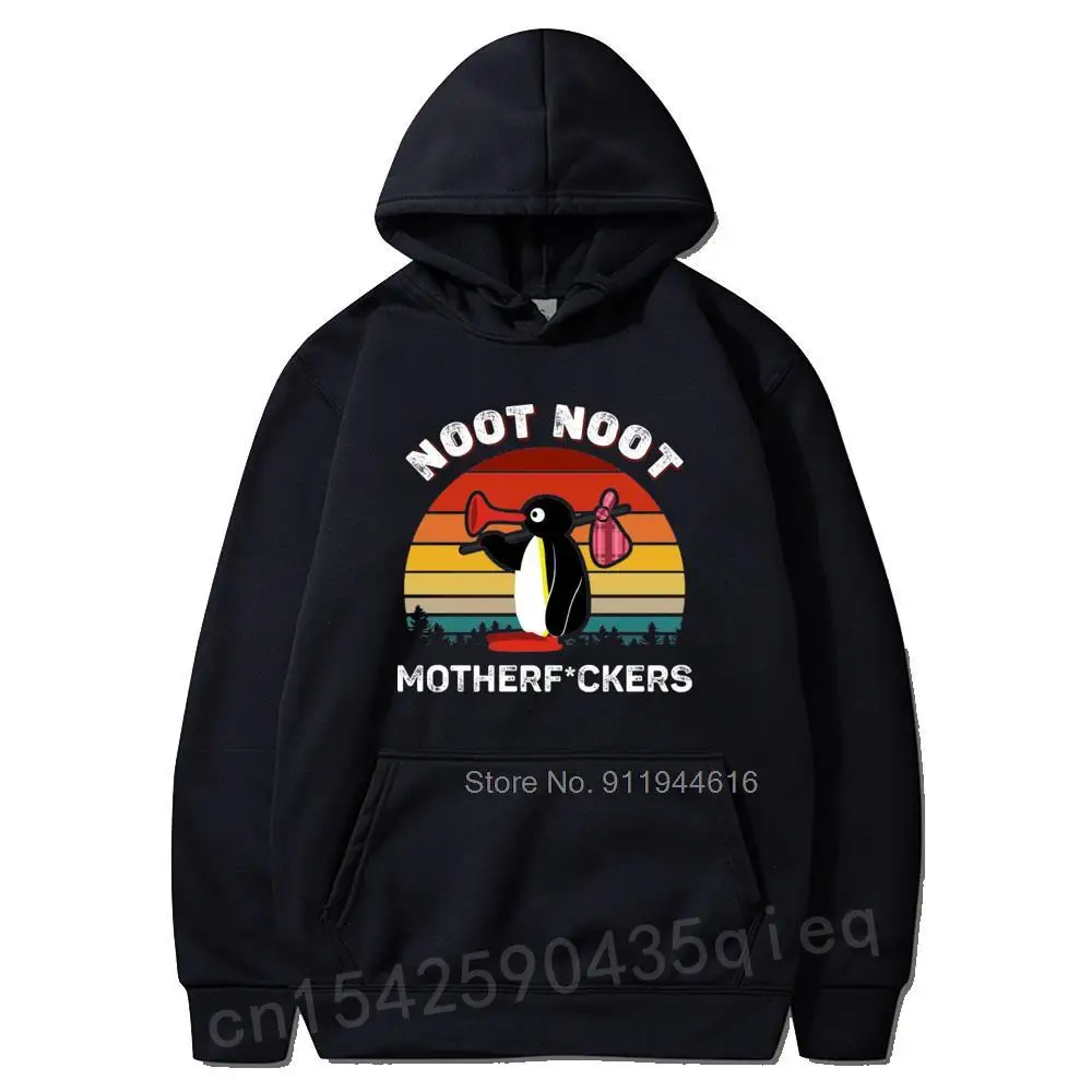 

Noot Pingu Ретро забавное пальто с капюшоном оверсайз в эстетике ольччан симпатичная худи с графическим рисунком для мужчин Осенняя Толстовка с...