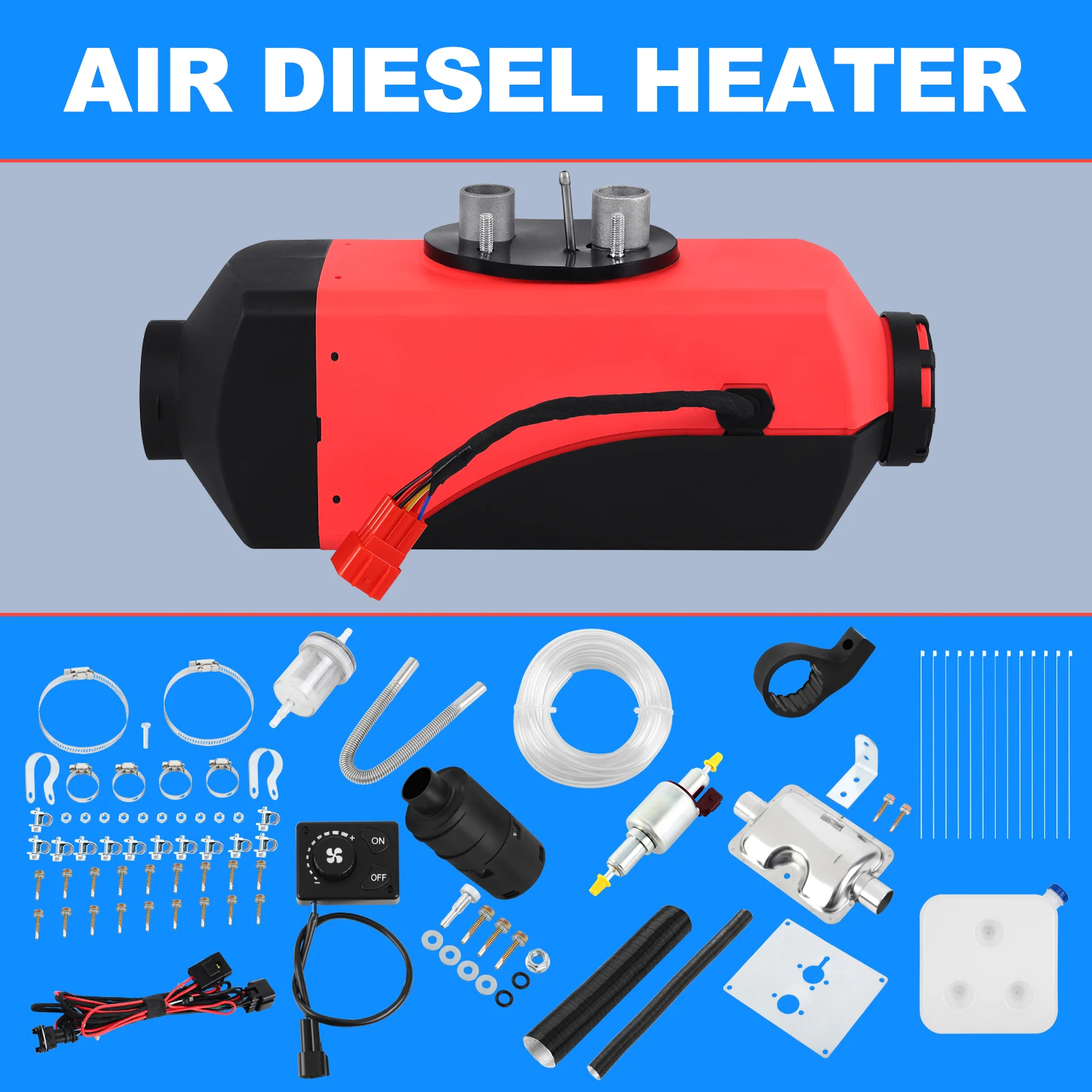 

2KW/3KW Car Diesel Air Parking Heater 12V W/ Switch Silencer 10L Fuel Tank For Truck Bus Trailer Camp RV Boat Vehicles Motorhome