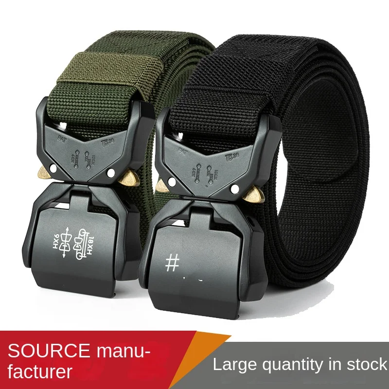 New Army Style Tactical Belt Alloy Metal Buckle Quick Release Elastic Belt Casual Nylon Tooling Training Belt Men Trousers Belt