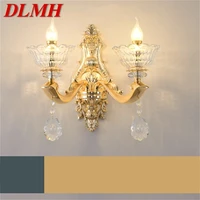 dlmh nordic vintage wall lamp led crystal sconce indoor fixture gold luxury decor for home bedroom living room corridor