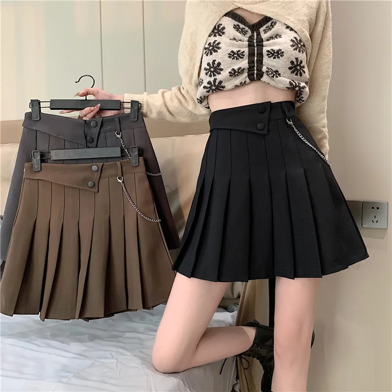 black denim skirt Fashion Ins Chic Irregular High Waist Design Mini Skirt Preppy Style Pleated Skirts Womens 2022 Spring A Line Jupe Femme red skirt