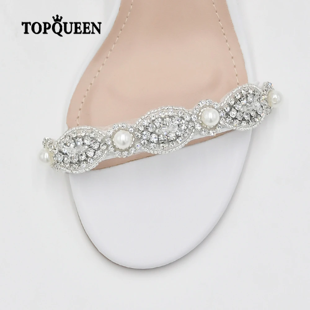 TOPQUEEN Women's Sandals Zapatos High Heels Shoes for Women 2022 Lady Beading Open-toed Diamond Fashion One Word Buckle Toe  A64