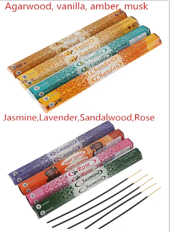 20pcs/1box Tibetan Indian Incense Sticks Multiple Flavor Incense Sticks 8Types Fragrance vanilla/amber/musk/Jasmine/Lavender