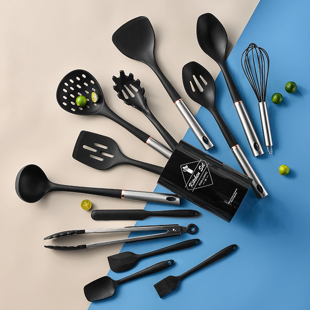 

11/13PCS Silicone Kitchen Cooking Tools Heat Resistant Spoon Spatula Kitchenware Non-Stick Ladle Egg Beater Baking Utensils Set