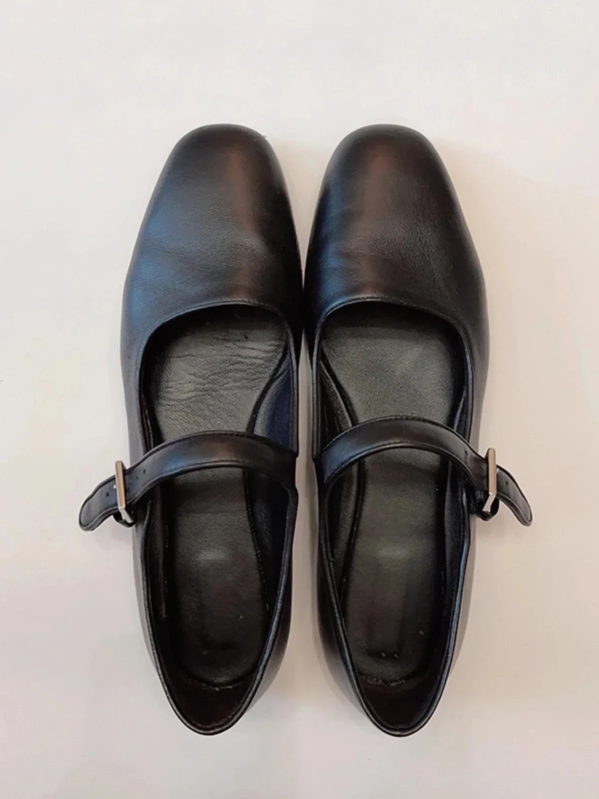 w stylu retro pojedynczy but z płaską podeszwą i płytkimi ustami damskie małe skórzane buty Mary Jane kwadratowym noskiem