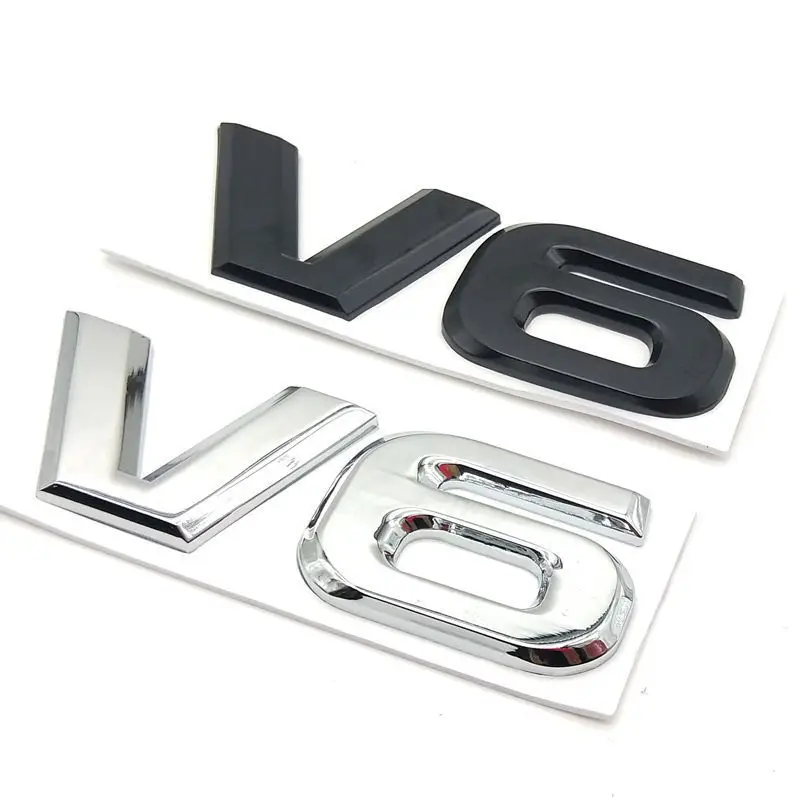 Car Styling Metal V6 Engine Logo Emblem Trunk Sport Turbo Auto Badge 3D Sticker Decal Accessories |