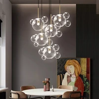 led e27 postmodern iron glass bubbles gold silver designer lustre chandelier lighting suspension luminaire lampen for foyer
