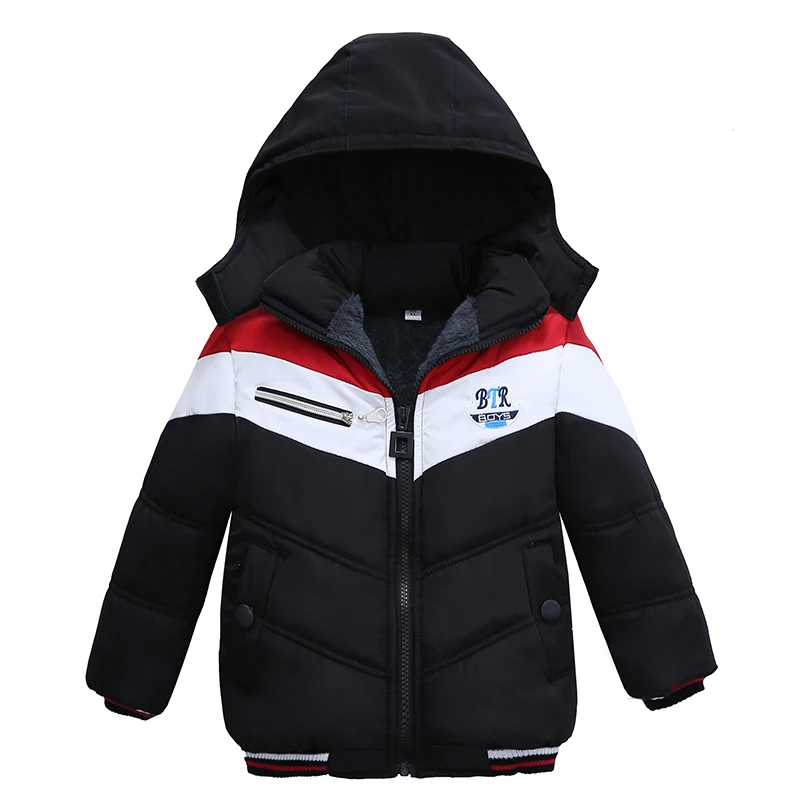 

2022 Christmas Patchwork Boys Jacket Outwear Warm Hooded Winter Jackets for Boy Girl Coat Children Parka Clothing Coat Windproof