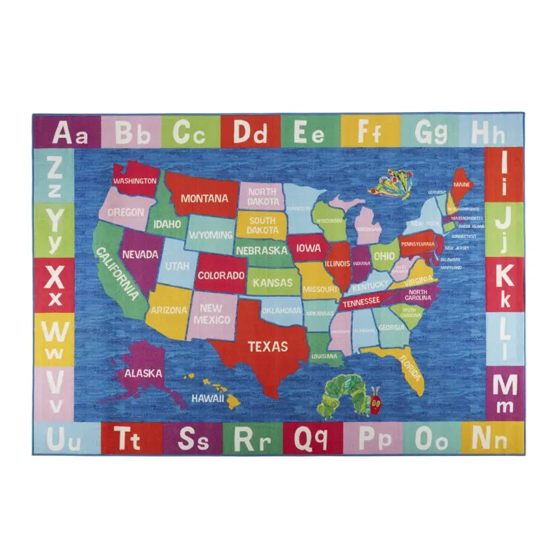 

Elementary USA Map Area Rug Blue/Red, 4'11"x6'6" Rectangle