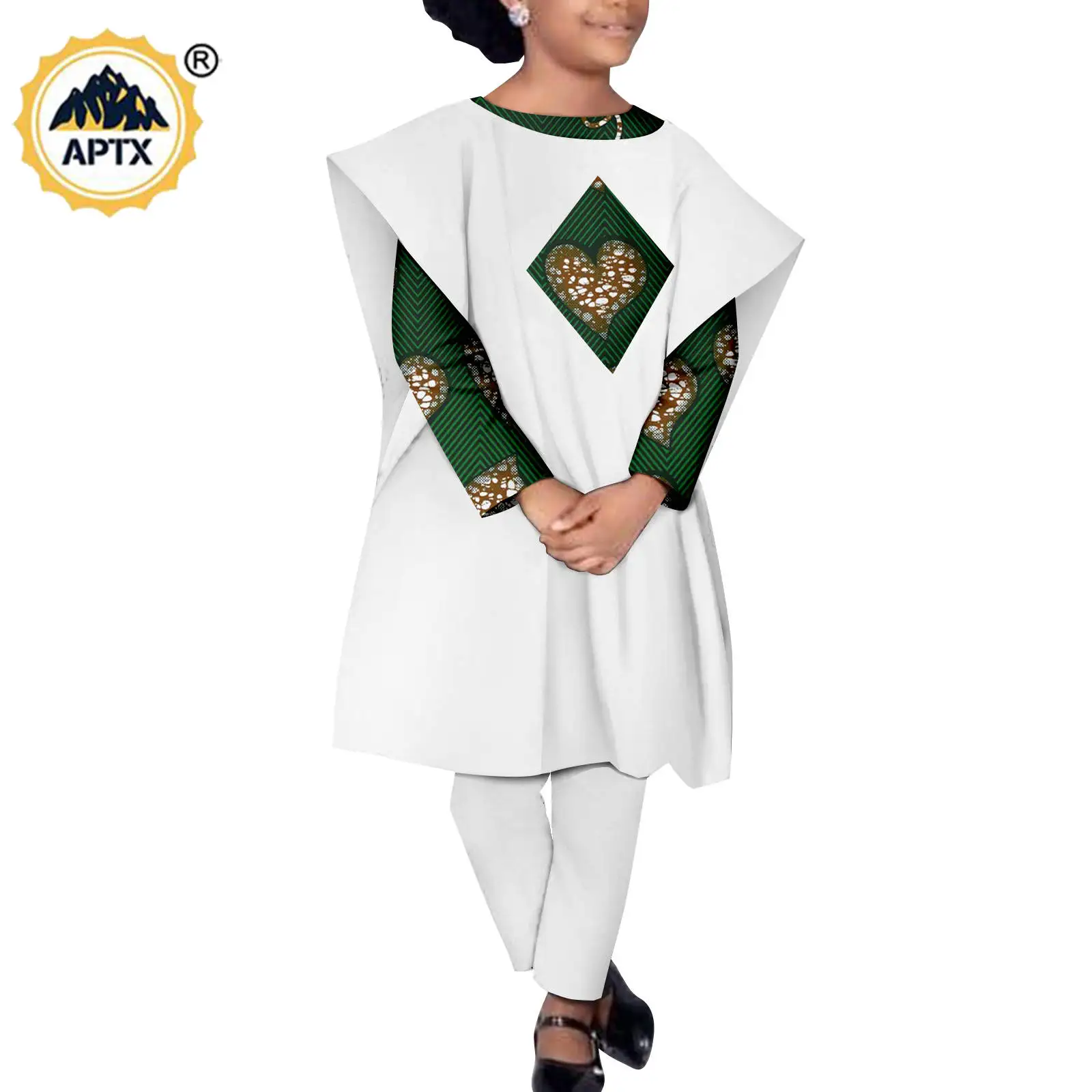 Africa Clothing Dashiki Boy Girls Print Top Pants and Robe Muslim Sets Bazin Riche Children Kid Outfits Kaftan Outwear Y234018