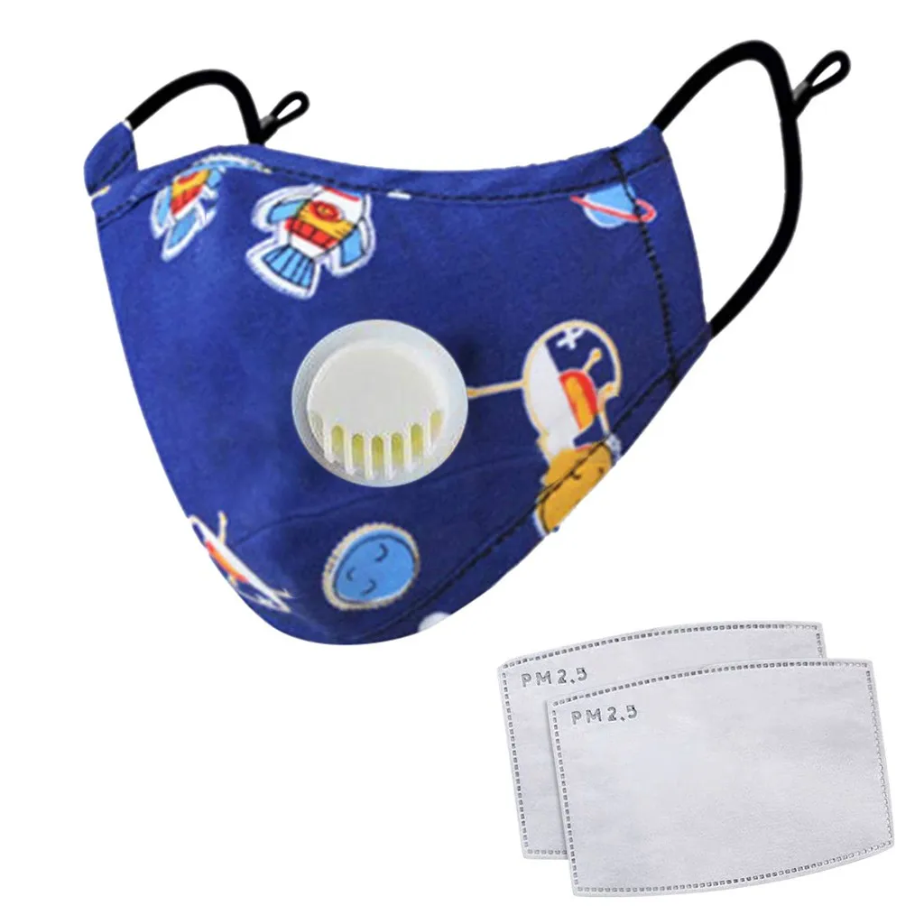 

1pc Kid's Cute Cartoon printed Reusable mask Industrial PM2.5 Pollution Respirator masks for boys and girls Halloween cosplay