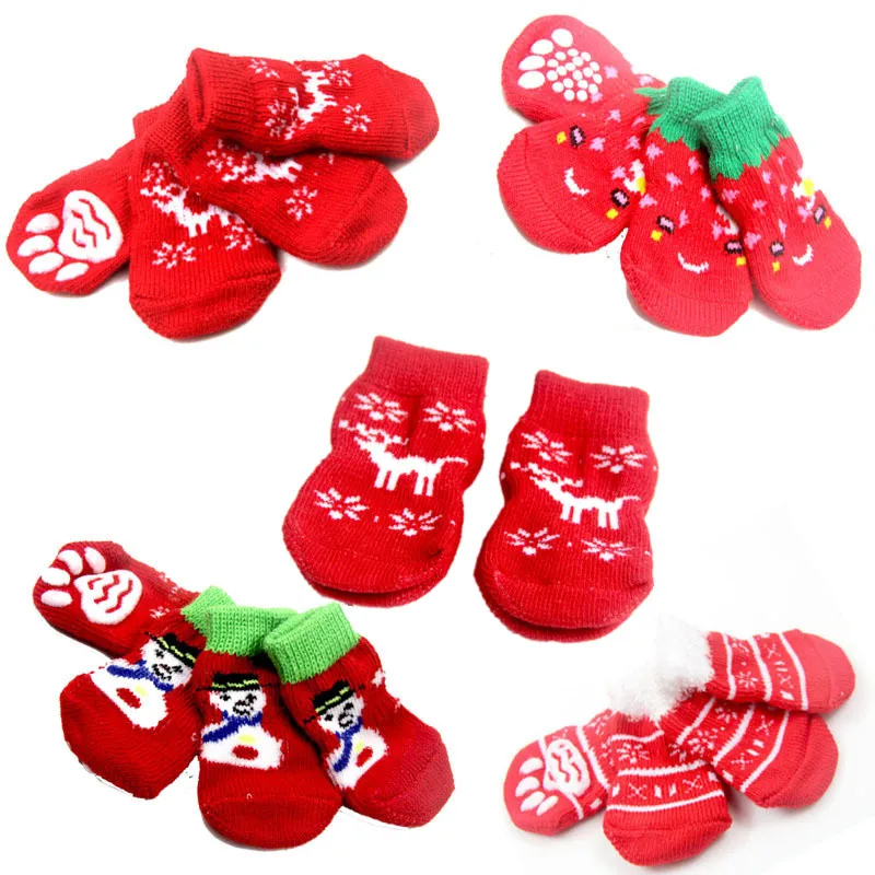 

Носки для домашних питомцев с принтом, Нескользящие, 4 шт.