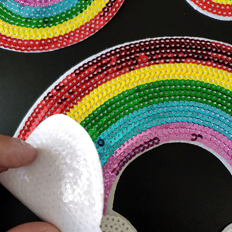 Сверкающая радужная милая нашивка с блестками сделай сам железная/шивная