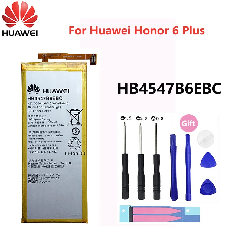 

Hua Wei Original Replacement Phone Battery HB4547B6EBC For Huawei Honor 6 Plus PE-TL20 PE-TL10 PE-CL00 PE-UL00 3500mAh