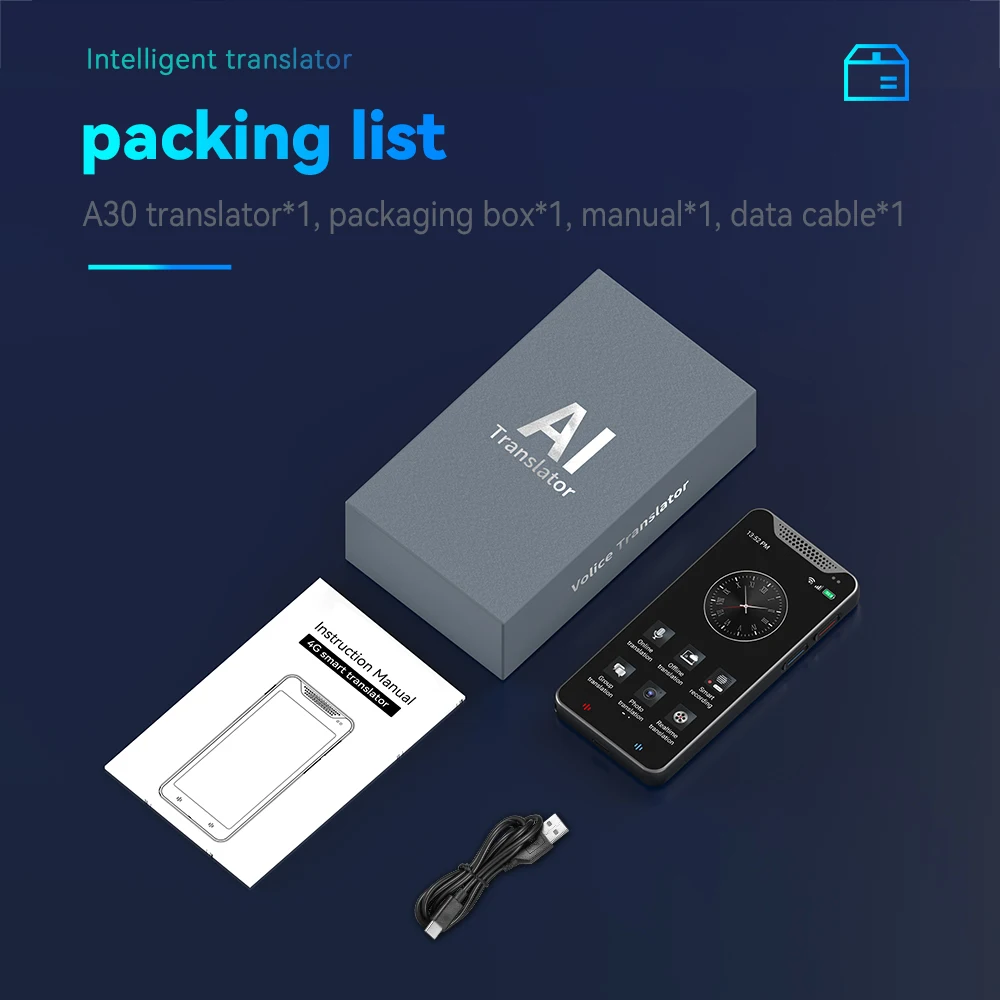 Смарт-переводчик для туризма A30 4G переводное устройство умный переводчик языков