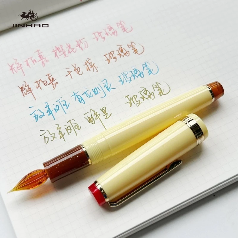Фото Перьевая ручка JINHAO 82 из стекла ручной работы с тонким пером для каллиграфии, плавное письмо, канцелярские товары для школы, офиса, художественных принадлежностей №4