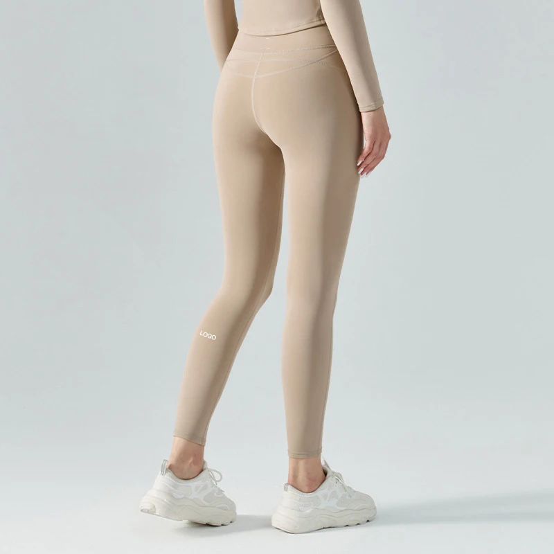 Autumn And Winter New With Logo Yoga Pants Women's Lining Plus Fleece Warm Sports Fitness Tights High Waist Outer Wear Leggings