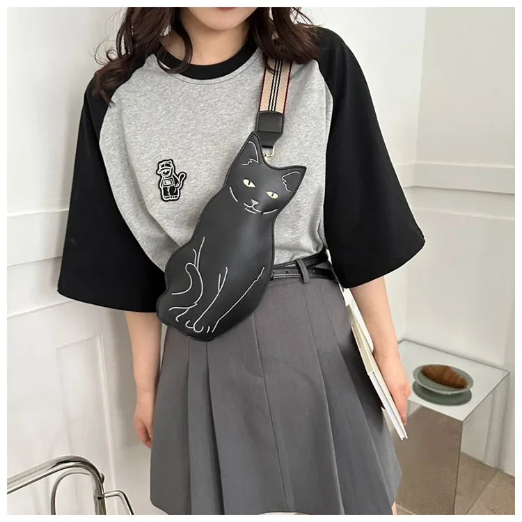 Специальная нагрудная сумка с рисунком кошки для женщин и мужчин нишевая Сумочка
