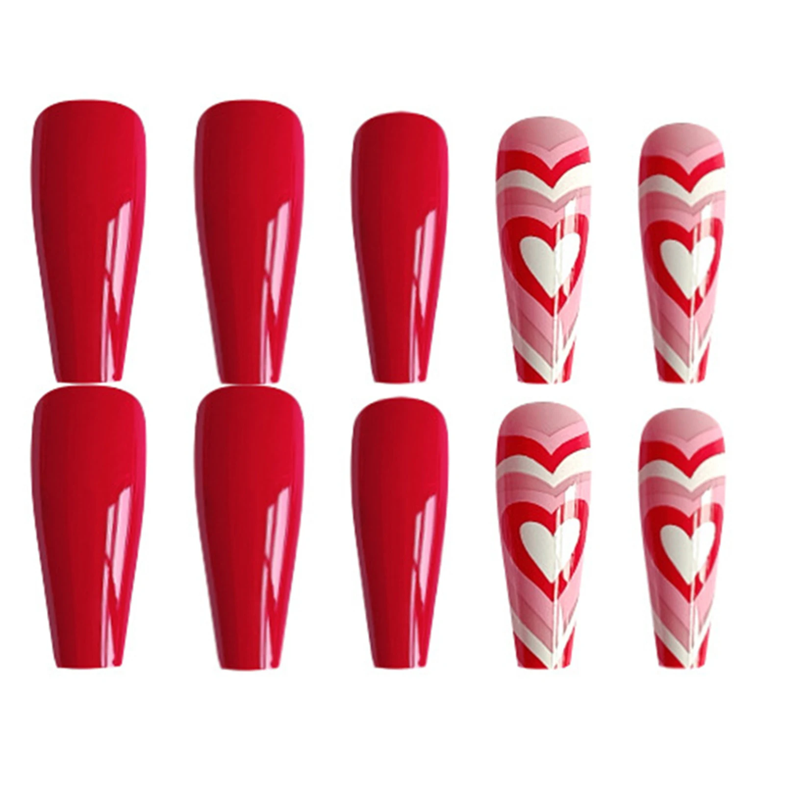 

Long Pink Red Press-on Nails Ultra-flexible Long Lasting Fake Nails for Home DIY Manicure Use