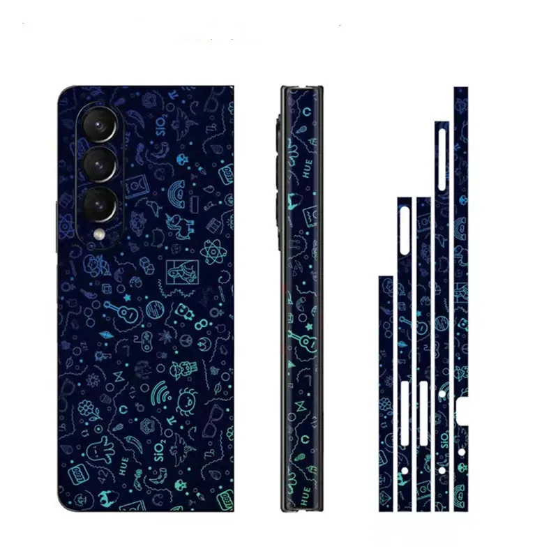 3M Colorful Anti-Scratch Phone Sticker For Samsung Galaxy Z Fold3 5G Back+Side Protective Film For Z Fold 4 5G Decal Skin