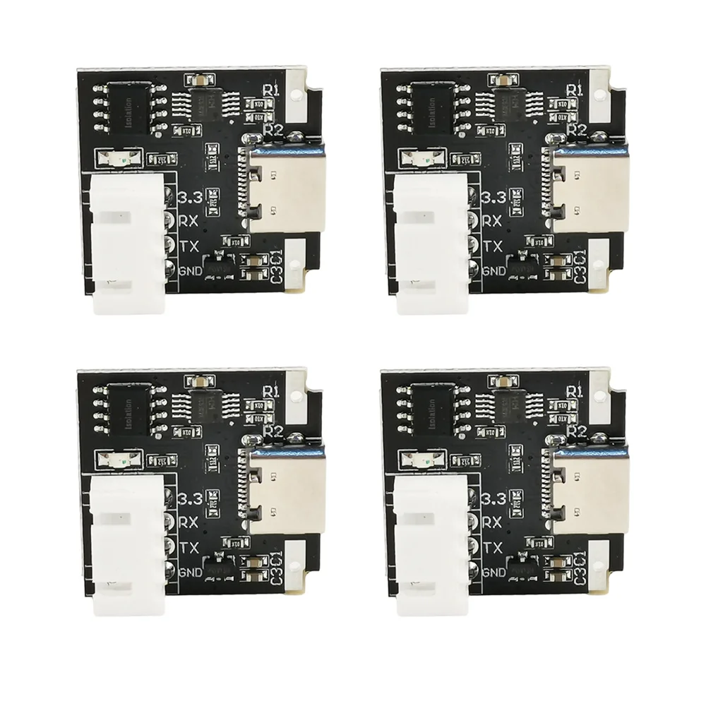 

4 шт. изолированный модуль USB в TTL, устройство для зарядки кабеля UART с последовательным портом, щетка для обновления кабеля, промышленный интерфейс 3,3 В Type-C