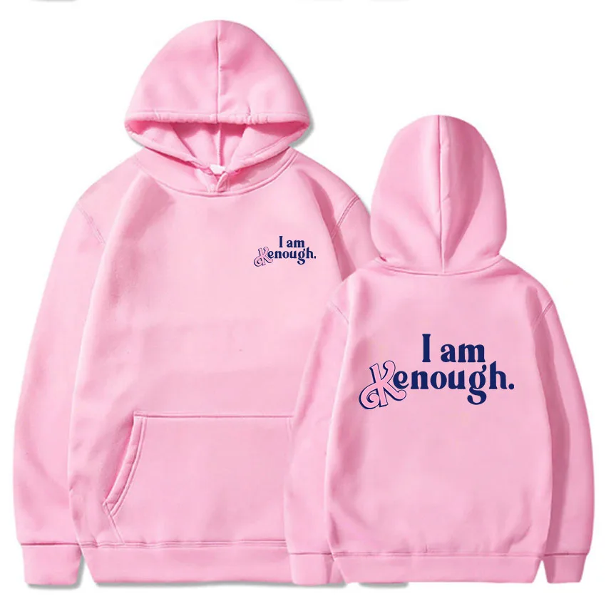 

I Am Kenough Barbenheimer Hot Pink Hoodies Mens Comfortable Hooded Sweatshirts Long Sleeve Casual Male Pullovers Graphic