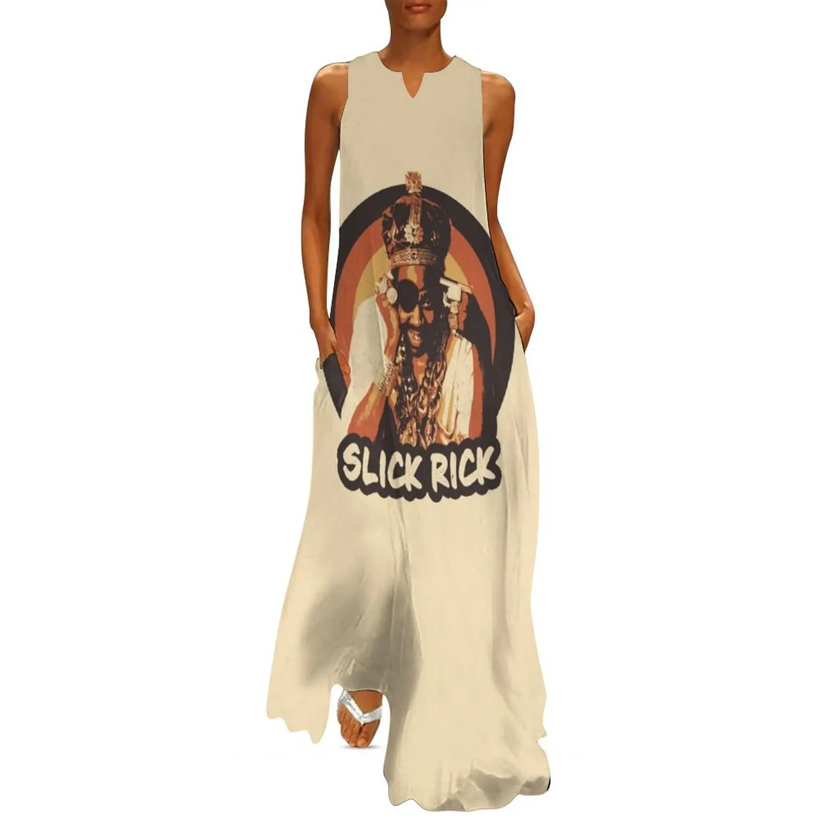 Длинное платье в стиле хип-хоп Slick Rick 90-х годов пляжное для беременных