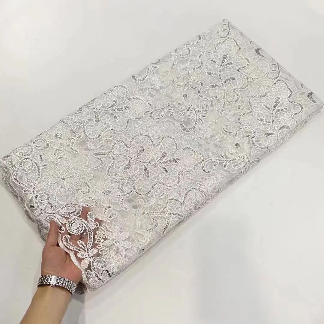 

Ярко-голубая французская сетчатая ткань, ткань из фатина, нигерийская вышитая сетчатая ткань, африканская ткань, PN67