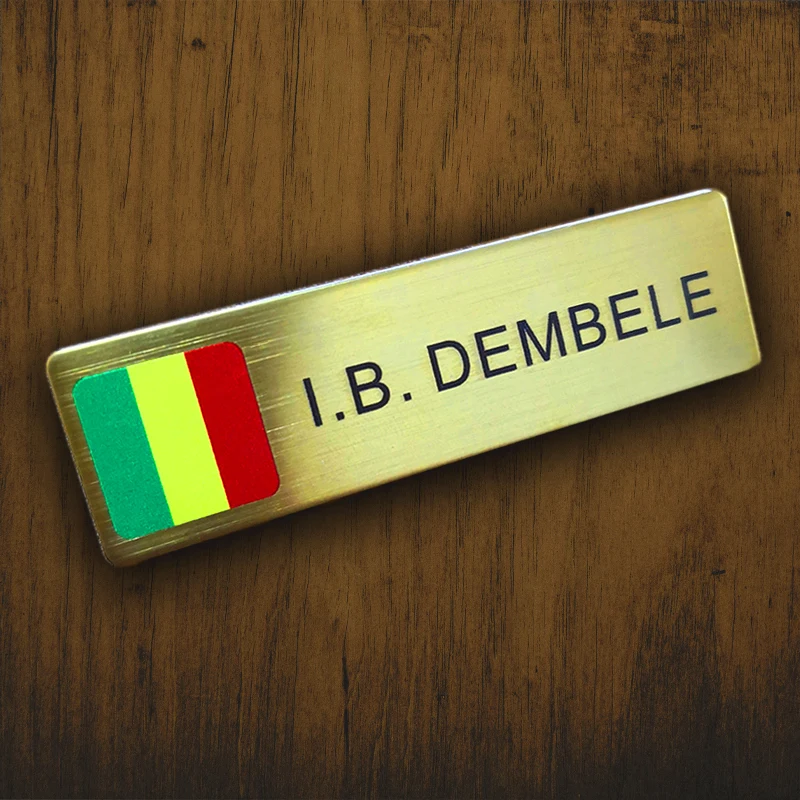 

New Arrival Brushed Silver Custom Name Badge with UV Color Avatar Selfie Printing