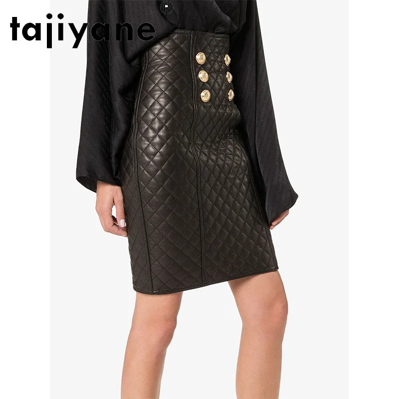 

Женская юбка с высокой талией Tajiyane, черная юбка из натуральной овечьей кожи на осень и зиму, 2022