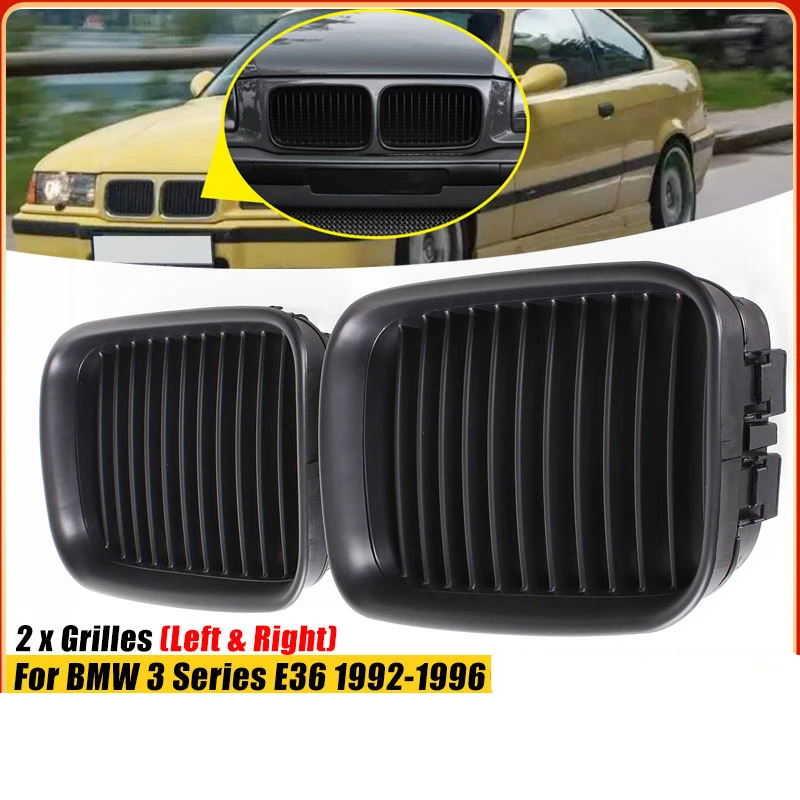 

Pair Gloss Black Matte Black Sport Kidney Grille Grill For BMW E36 318 328 328 1992 1993 1994 1995 1996 Car Racing Grills